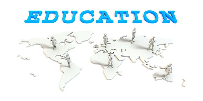 Education Global Business Abstract with People Standing on Map