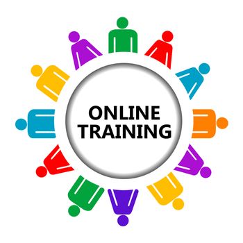 Online training icon with stylized group of people