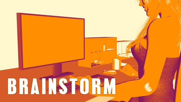  Brainstorm Concept Course with Woman Looking at Computer
