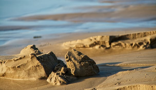 Close-up of sand sculptures