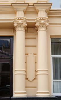 beautiful columns on the facade of the building