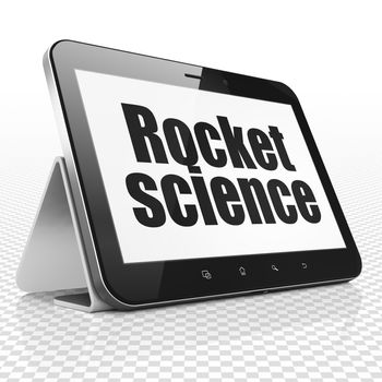 Science concept: Tablet Computer with black text Rocket Science on display, 3D rendering