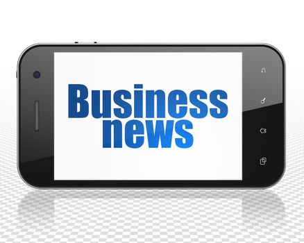 News concept: Smartphone with blue text Business News on display, 3D rendering