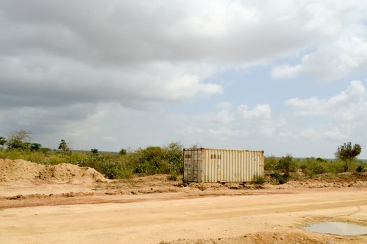 White container isolated in nature in Kenya