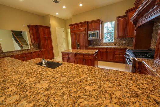 A interior shot of a kitchen in a home