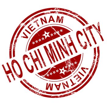 Red Ho Chi Minh City stamp with white background, 3D rendering