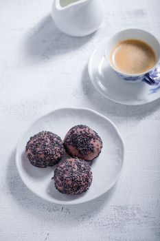 Almond cookies with chocolate and coffee. Gluten free flour.