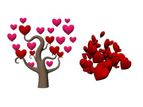 Love tree with heart leaves