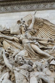 Close-up of the Arc de Triomphe in paris