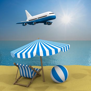 Vacation on the seashore. 3D image