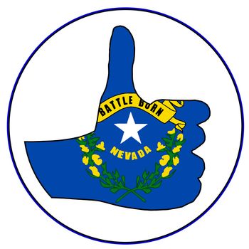 Nevada Flag hand giving the thumbs up sign all over a white background
