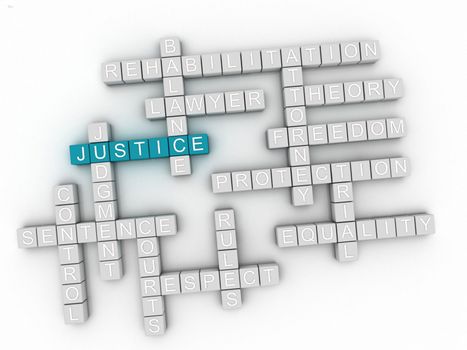 3d Justice word cloud concept