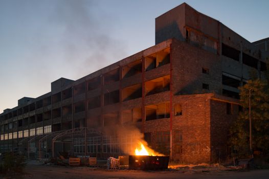ruins of a very heavily polluted industrial factory, industrial series