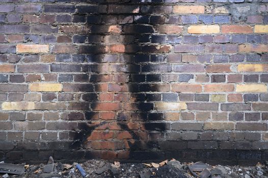 wide angle view of an old wall abandoned factory building
