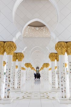 Abu Dhabi, UAE - Jan 30: Magnificent interior of Sheikh Zayed Grand Mosque on January 30th 2016 in Abu Dhabi, United Arab Emirates. It is largest mosque in UAE and the eighth largest mosque in world.