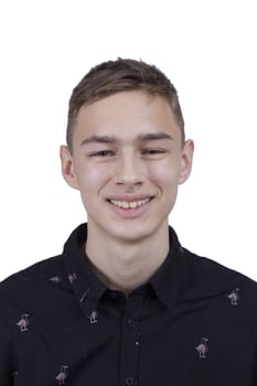 Emotional portrait of a young man on white background