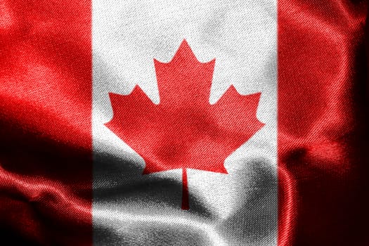 Canadian National Flag With Maple Leaf On It in Red And White Colors