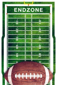 A retro grunge American football field and ball background illustration.