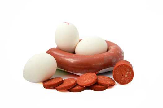 New sausage and egg  visual images