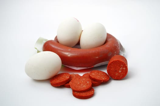 New sausage and egg  visual images