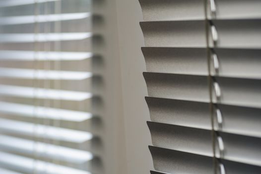 White shutters on the window in the Office.