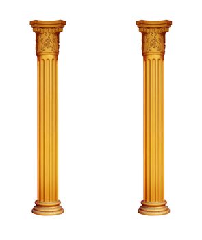 gilded two columns isolated on white background.