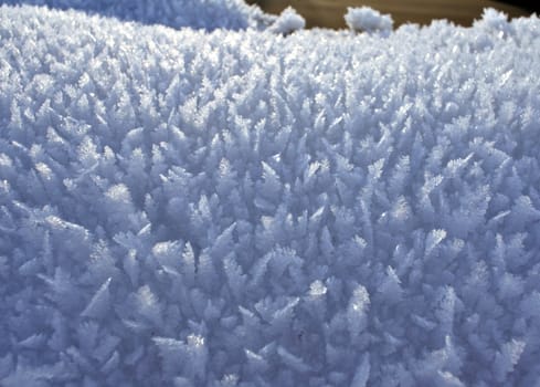snow crystals close up against the sun