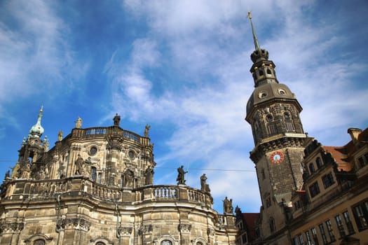 Saxony Dresden Castle and Katholische Hofkirche in Dresden, State of Saxony, Germany