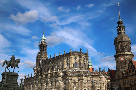 Theaterplatz, Saxony Dresden Castle and Katholische Hofkirche in Dresden, State of Saxony, Germany