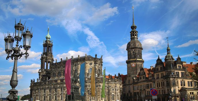 Theaterplatz, Saxony Dresden Castle and Katholische Hofkirche in Dresden, State of Saxony, Germany