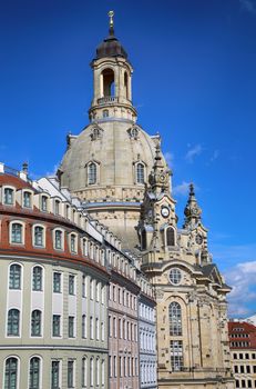 Neumarkt Square at Frauenkirche (Our Lady church) in the center of Old town in Dresden, Germany