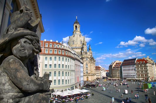 Neumarkt Square at Frauenkirche (Our Lady church) in the center of Old town in Dresden, Germany