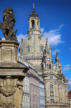 Neumarkt Square at Frauenkirche (Our Lady church) in the center of Old town in Dresden, Germany