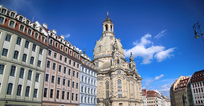 Neumarkt Square at Frauenkirche (Our Lady church) in the center of Old town in Dresden, Germany