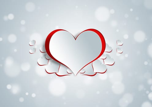 Heart shape on paper craft for texture background in valentine day