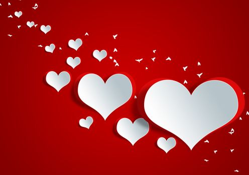 Heart shape on paper craft for texture background in valentine day