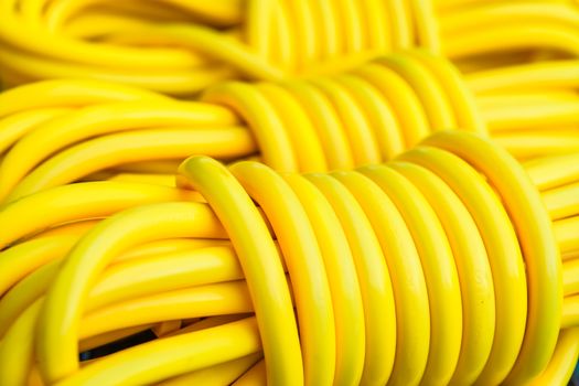 close up yellow electric extension cord
