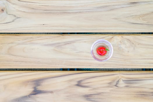 Thai Sweet Bean Confections plating in glass on wooden table