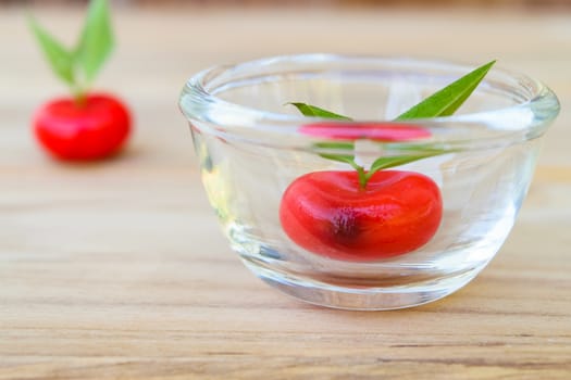 Thai Sweet Bean Confections plating in glass on wooden table