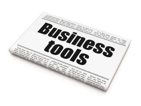 Finance concept: newspaper headline Business Tools on White background, 3D rendering