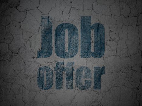 Finance concept: Blue Job Offer on grunge textured concrete wall background