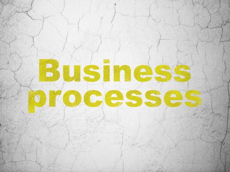 Business concept: Yellow Business Processes on textured concrete wall background