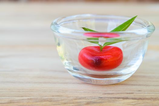 Thai Sweet Bean Confections plating in glass on wooden table