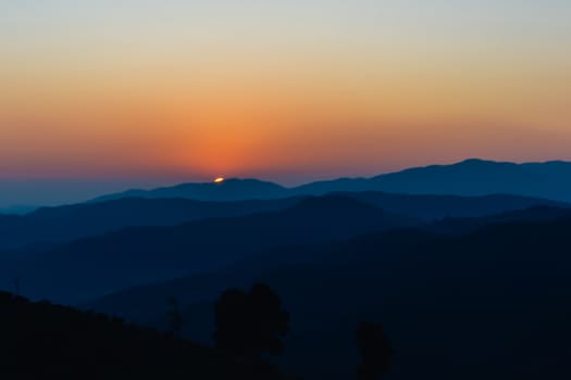 Landscape of Sunrise on mountain with morning light