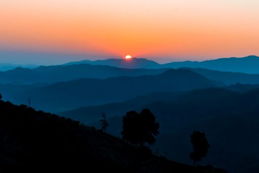 Landscape of Sunrise on mountain with morning light