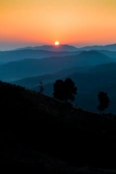 Landscape of Sunrise on mountain with morning light