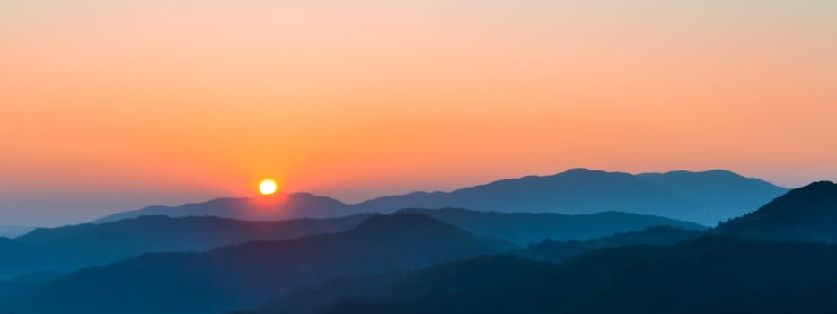 Landscape of Sunrise on mountain with morning light