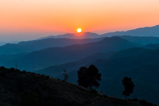 Landscape of Sunrise on mountain with morning light