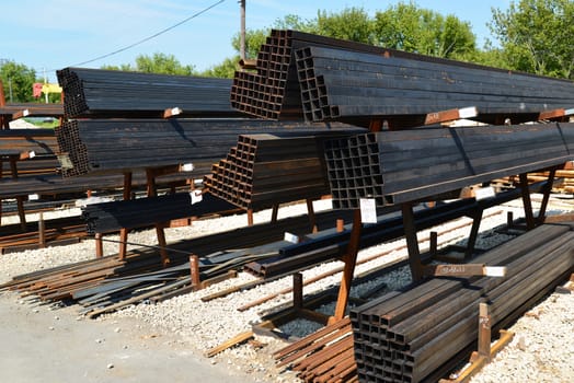 Gray paving slabs in piles on street