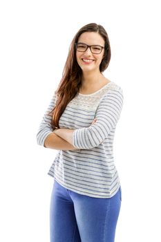 Lovely woman smiling at the camera with her arms folded